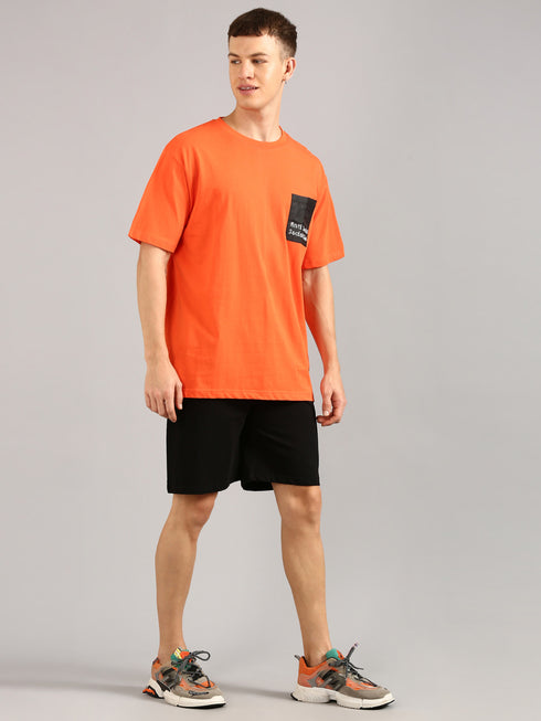 Orange Printed Regular Fit Co-Ords Set